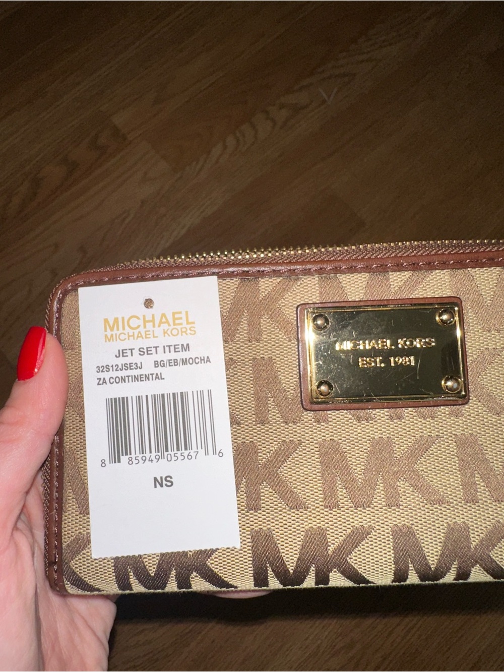 Michael Kors Jet Set Continental Wallet - Mocha and Tan with Gold Plate